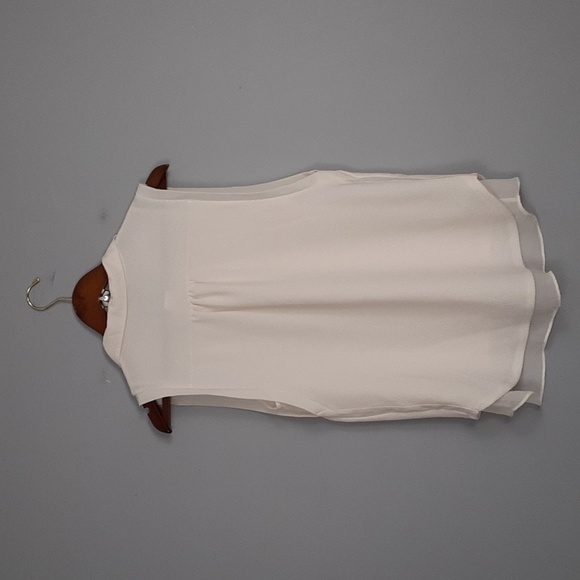 Ann Taylor Knit Sleeveless Flowy Cream Ivory Top - Picture 8 of 10